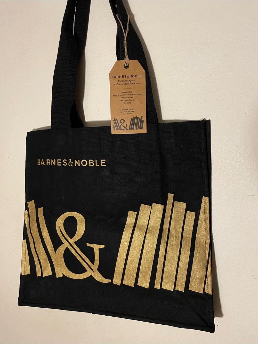 Barnes & Noble Black Tote with Gold Book Design
